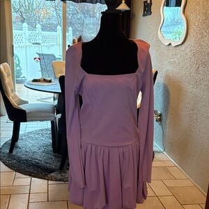 Elegant Long Sleeve Purple Dress